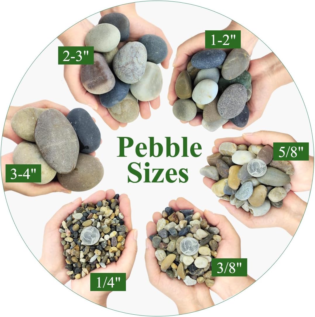 10lbs Aquarium Rocks, 5/8" Natural River Rocks for Plants Decorative Polished Mixed Pebbles for Fish Tank, Landscaping, Gardening, Flower Pots, Vase Fillers, Indoor Water Fountains