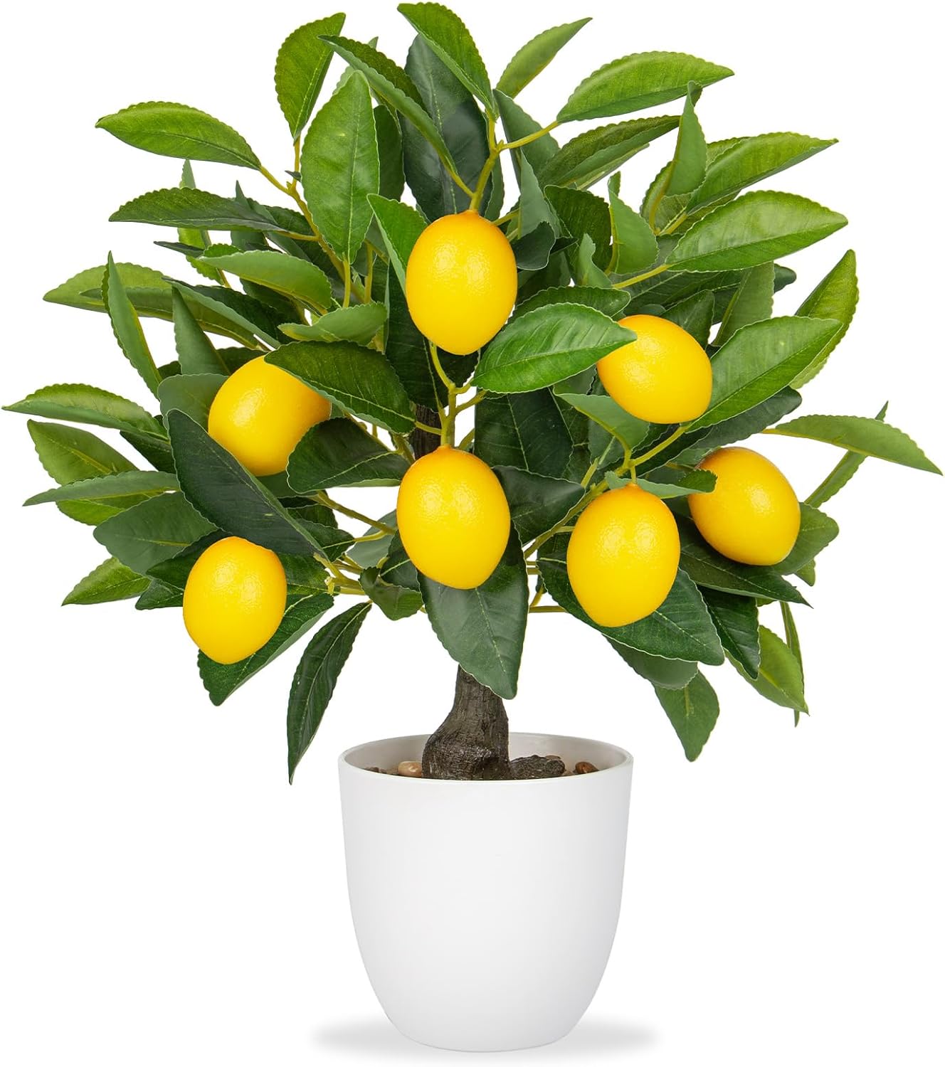 Artificial Potted Plants 15.7 inches Fake Lemon Tree Artificial Lemons Citrus Tree with White Pot Faux Plants Indoor for Home,Office, Living Room Table, Desk