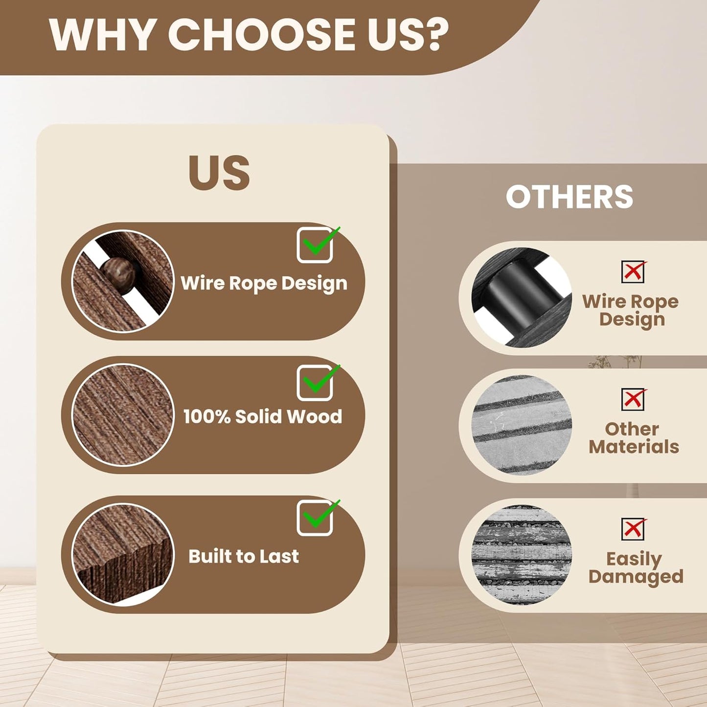 8FT Wooden Garden Pathway, Roll Out Walkway for Patio, Backyard and Outdoor Decor, Weatherproof, Non Slip and Easy to Install, Perfect for Beach, Wedding or Lawn (Brown)