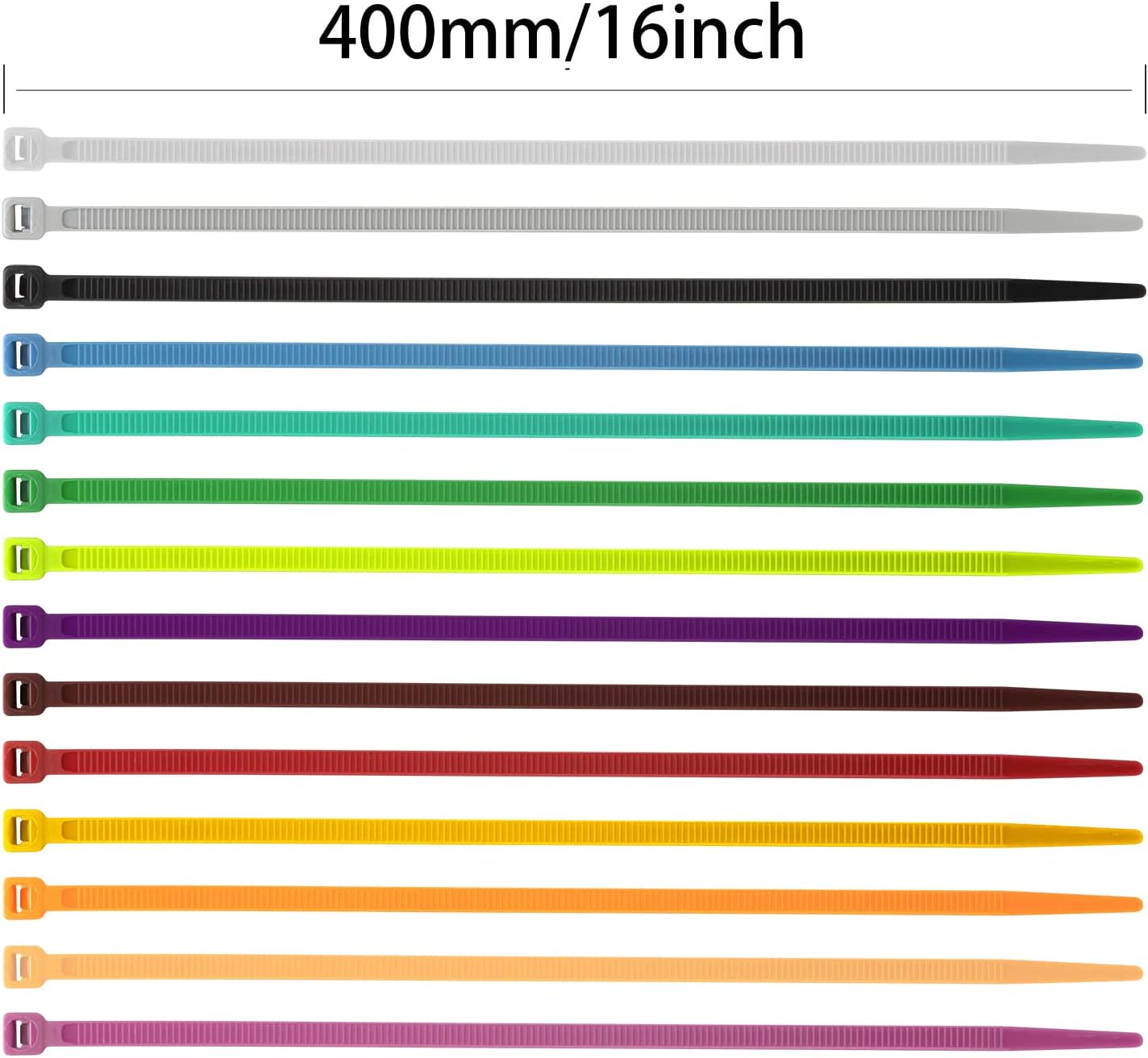 XINGO 100PCS Cable Zip Ties Heavy Duty, Premium Nylon Plastic Wire Ties with 50 Pounds Tensile Strength, Self-Locking Black Nylon Zip Ties for Indoor and Outdoor (16 inch, Gold)