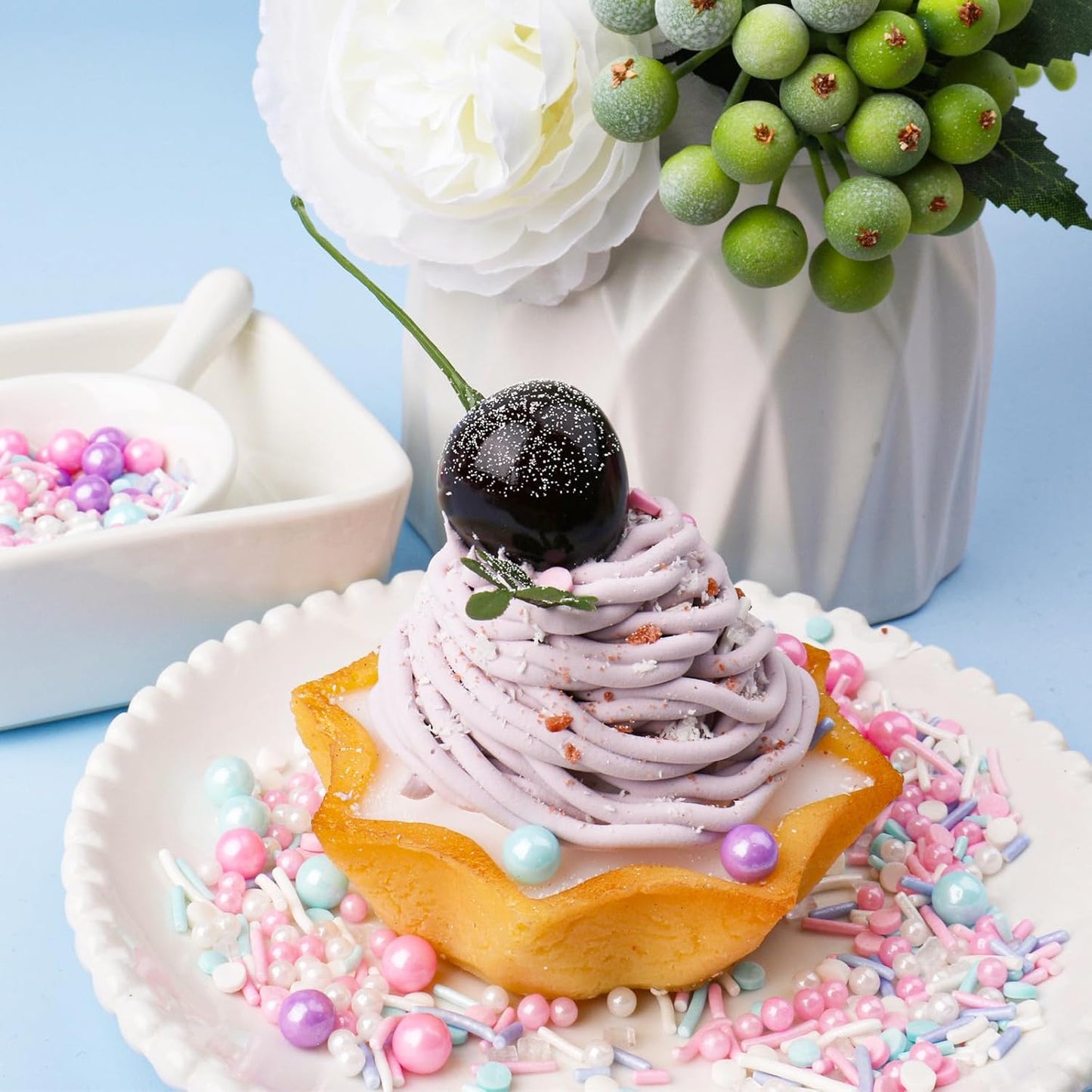 Pastel Sprinkles for Cake Decoratiing, Pink Purple Blue White Sprinkles Mix Jimmies, 130g/4.59oz, Confetti for Baking, Cookies, Cupcake, Ice Cream Toppings, Celebrations Wedding Shower Party Christmas Supplies