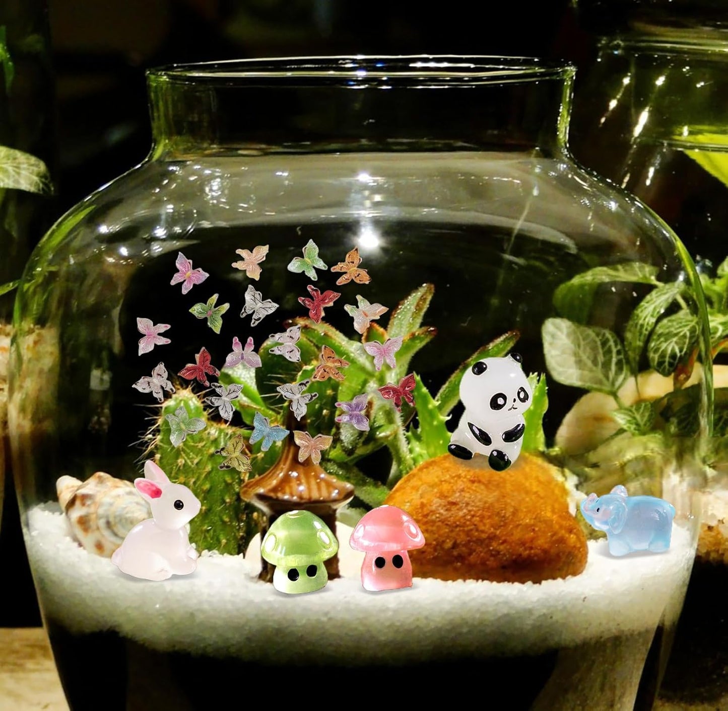 110 Pcs Luminous Mini Resin Animals Tiny Resin Figurines Glow in The Dark Tiny Ducks for Fairy Garden, Miniature Accessories, Crafts, and Decor