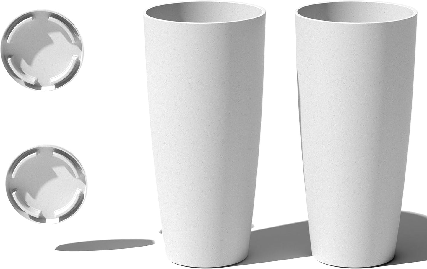 Veradek Vega Round Tall Planter Pots for Indoor/Outdoor Use | Made from Plastic - Stone Mix with Drainage Holes | Perfect for Small to Large Succulent Plants, Flowers, Modern Interior Plants