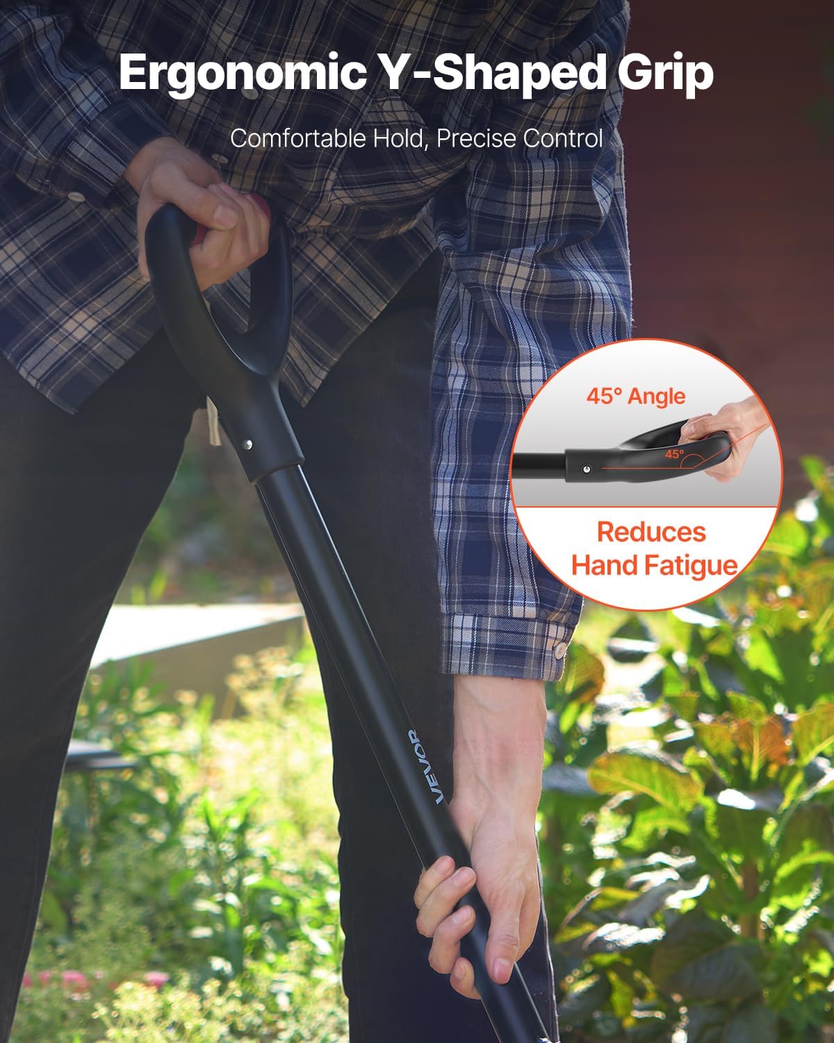 VEVOR Garden Fork, 5-Tine Gardening Pitchfork with Metal Handle, 41 in Heavy Duty Digging Fork with Y Grip, Forged Steel Spading Fork for Hay Potato Composting Transplanting Aeration