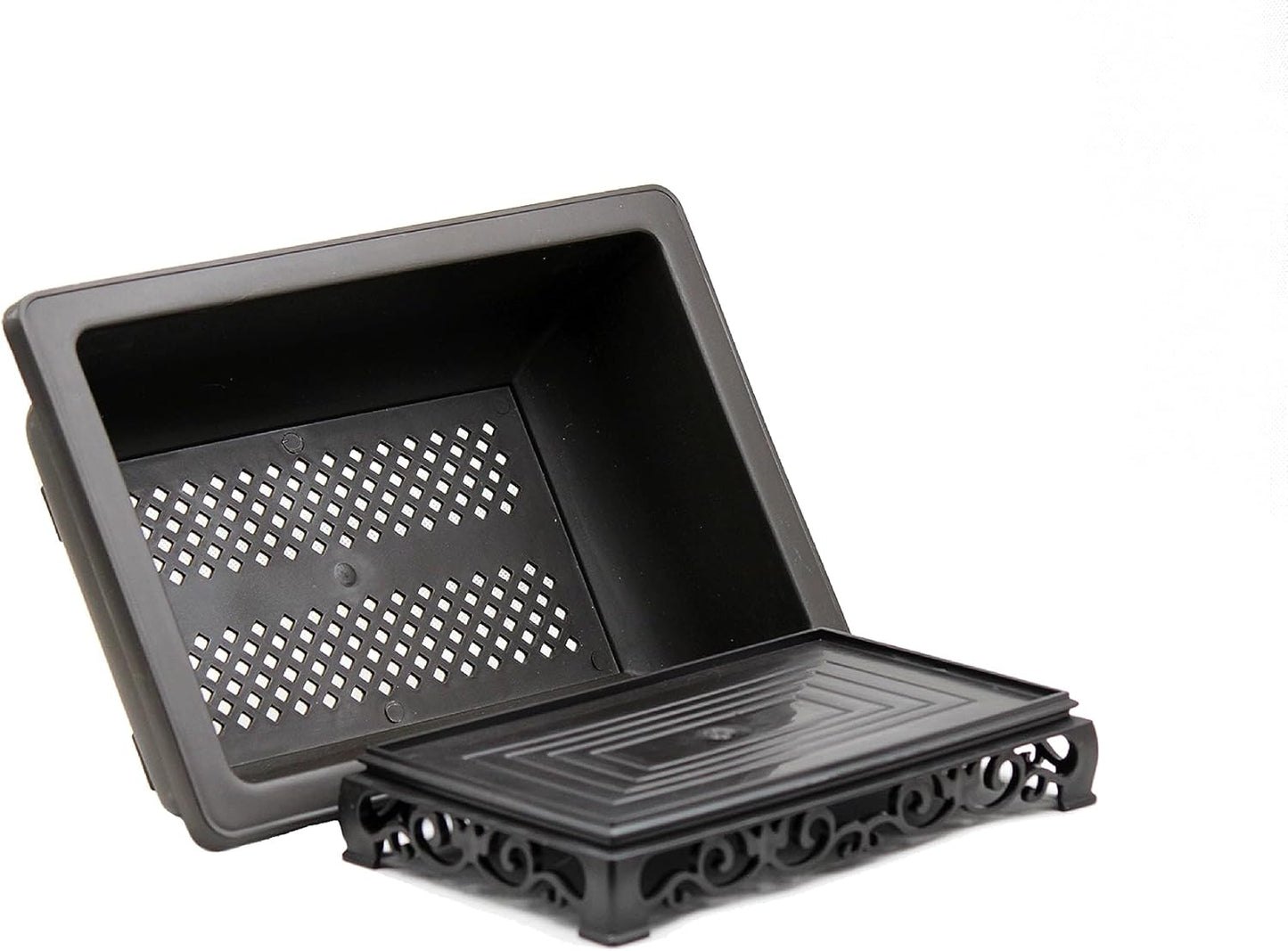 Bonsai Pot – 2-Pack 11.5 Inch Bonsai Training Pot with Eelegant Stand – Antique Brown Bonsai Pots with Mesh Drainage – Luxurious Bonsai Tree Pots Indoor Made with Recycled Plastic