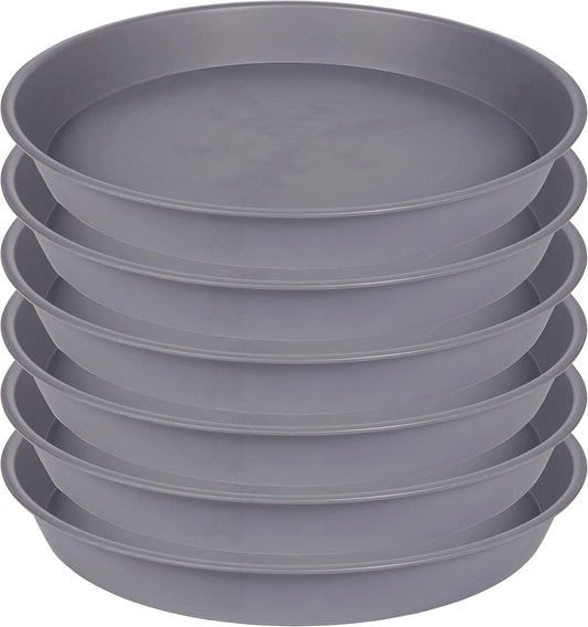6 Pack of 12 inch Plant Saucer Gray, Heavy Duty Plastic Plant Saucer 12 inch Round, Durable Plant Tray for Pots, Flower Saucers for Indoors, Plant Trays for Planter 11"/12" (12", Cement Gray)