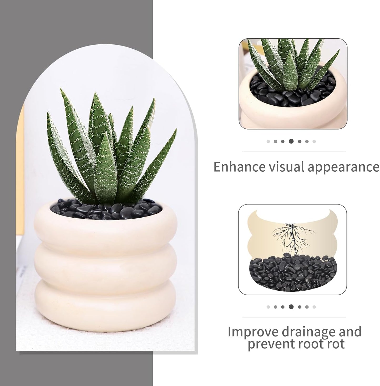 5LB Black Pebbles for Indoor Plants, Vases, Succulent, 3/8 Inch Small Black Rocks for Plants, Polished & Decorative