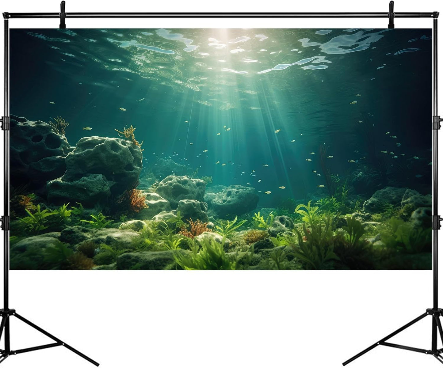 Under The Sea Aquarium Background Deep Sea Aquatic Plants Fish Tank Background Underwater Rock Sunray Terrarium Backgrounds Tropical Fish Deep Ocean Floor Fish Tank Backgrounds 36x24in