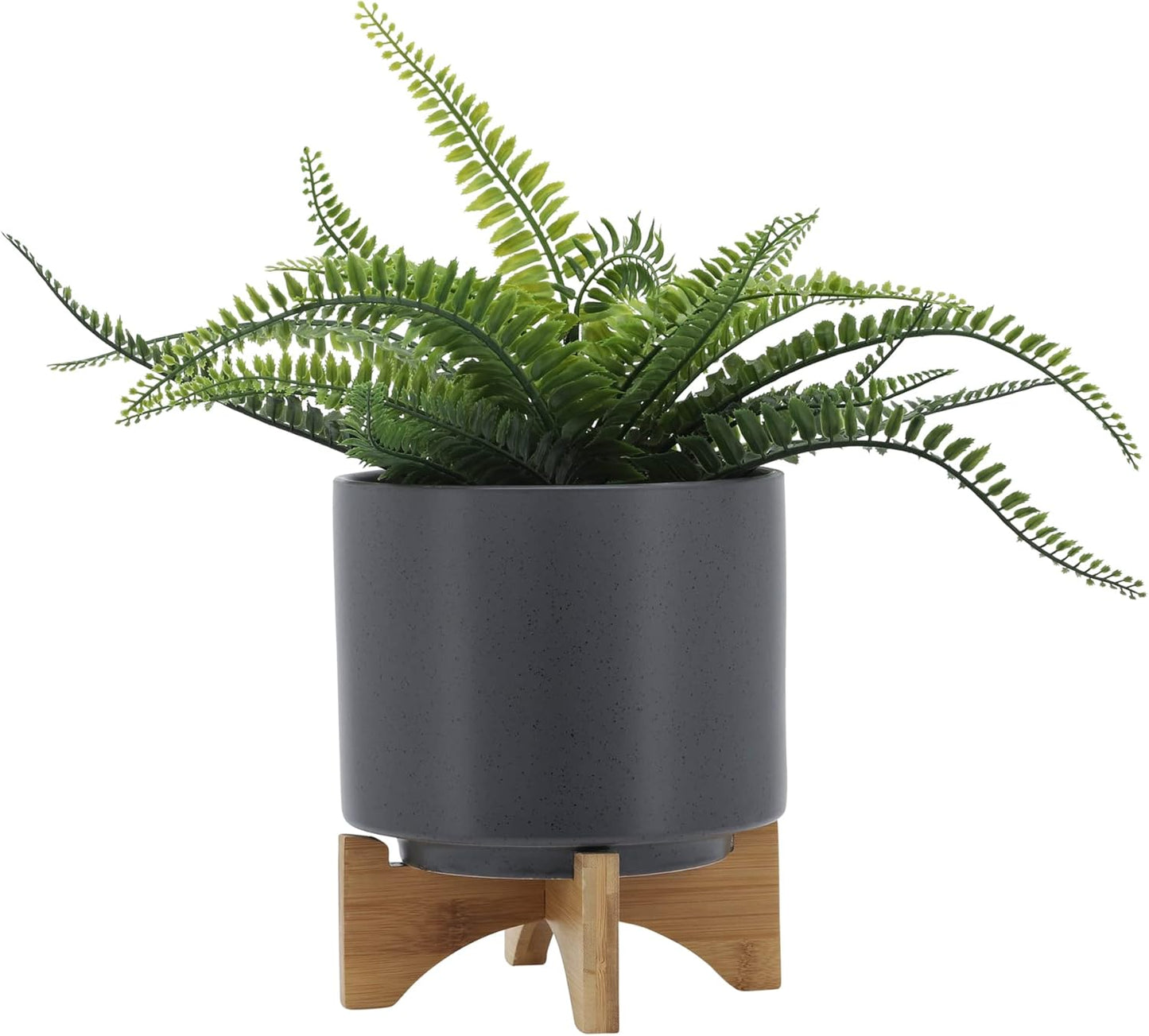 Sagebrook Home Ceramic Planter with Stand - Modern Stoneware Plant Pot - Minimalist Indoor/Outdoor Home & Garden Decor - 9" Gray