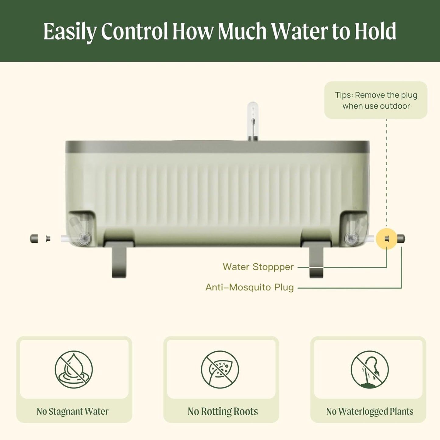 Vego garden Herb Indoor Plant Box, Self Watering Planters Pots for Indoor Plants with Trellis for Kitchen Window Sill or Countertop Plants Cage - Sage Green
