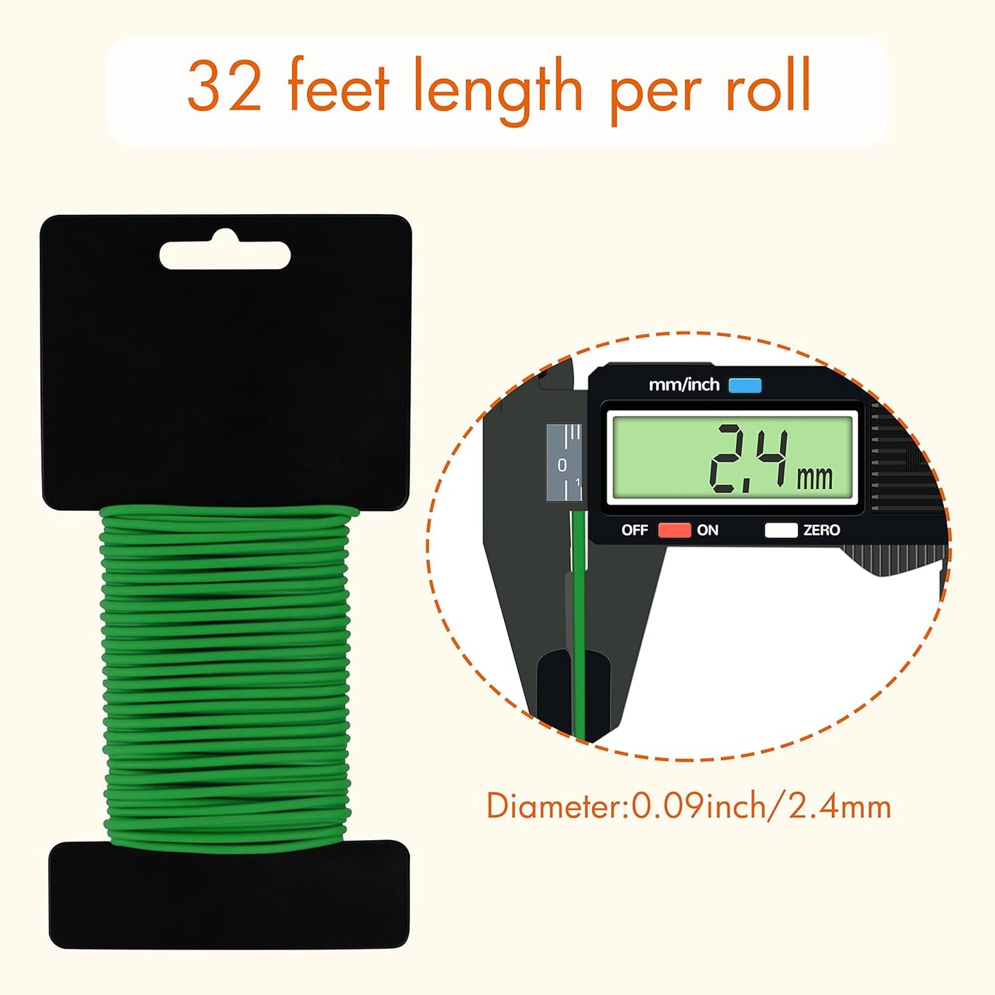 Gardzen 32ft Soft Garden Wire, Reusable Plant Ties, Rubber Coated Training Wire for Supporting Indoor Outdoor Plants and Home Organizing