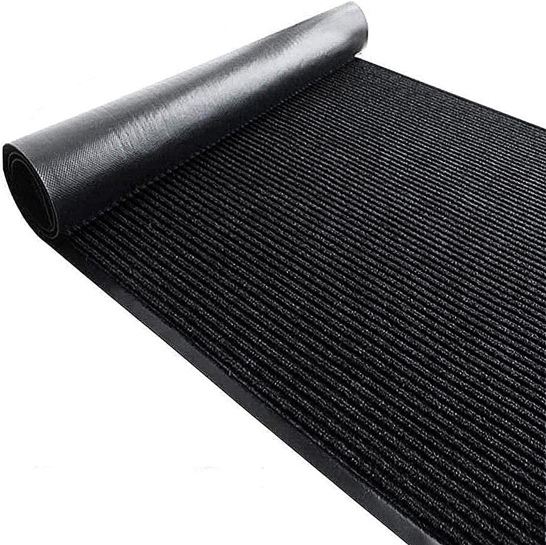 TANYOYO 3' X 6' Commercial Grade Door Floor Mat Brush Step Entrance Mat Vinyl Backed Utility Doormat Heavy Duty Floor Rugs Commercial Outdoor Carpet Indoor Entrance Mat，Black