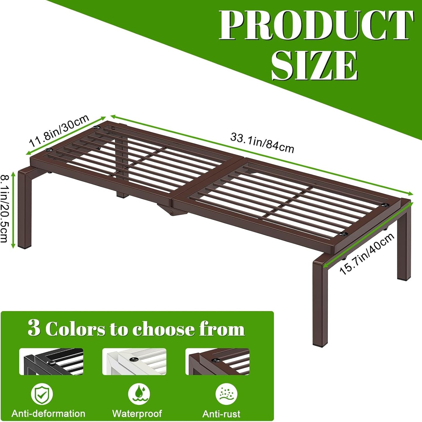 1 Tier Metal Plant Stand Indoor Outdoor, Potted Multiple Flower Pot Holder Rack Plant Shelf, Heavy Duty Planter Display Shelving for Patio Balcony Garden Living Room Decorative (Brown)