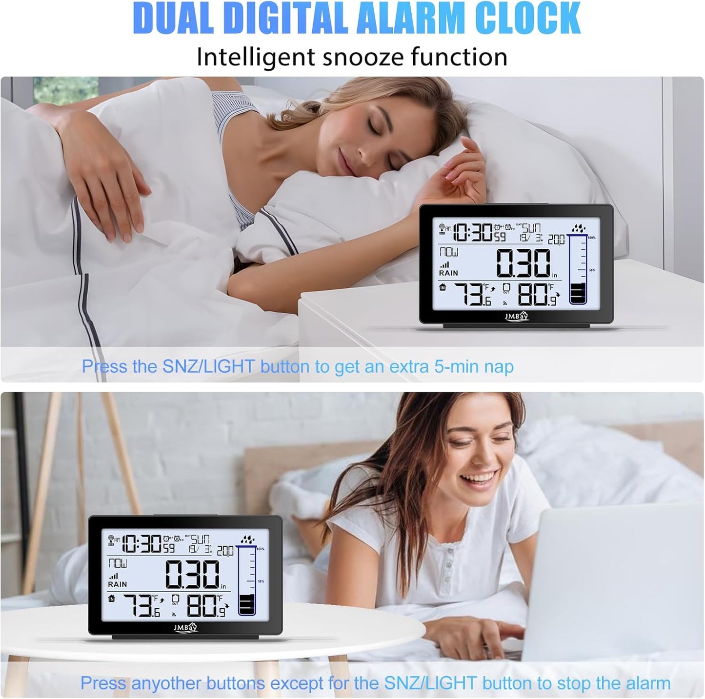 Wireless Rain Gauge Outdoor with Thermometer, High Accurate Digital Rain Gauges Outdoors Best Rated, Electronic Self-Emptying Remote Rain Collector, Freeze Proof Automatic Rain Measure Gauge for Yard