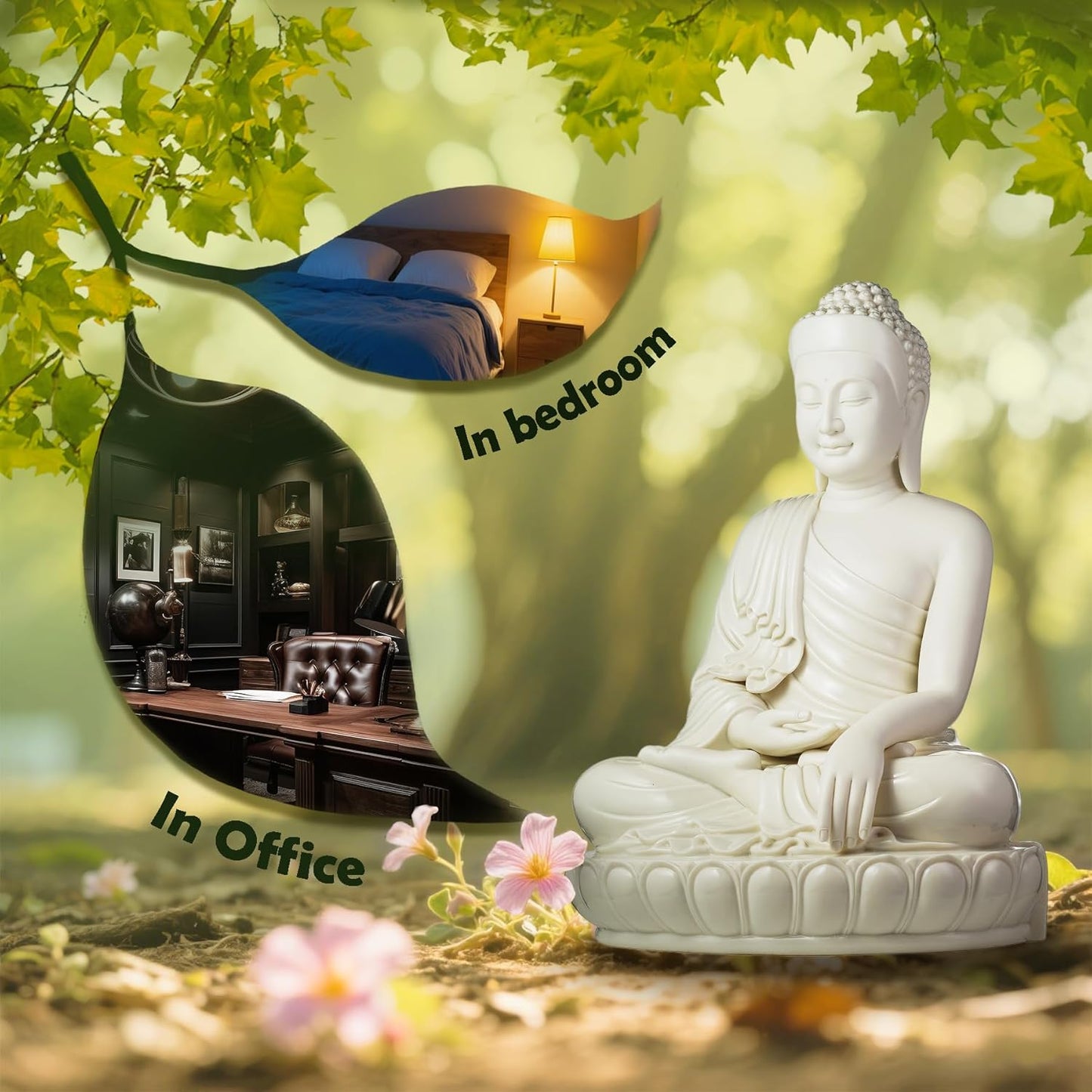 FENGSHUI-CAISHEN Top Ceramic Big Buddha Statue for Home, Meditation Sitting Buddha Figurine, Handmade Buddah, Buda, Budda, Buddha Statue Indoor/Outdoor, Buddha Decor & Gifts, Buddhas