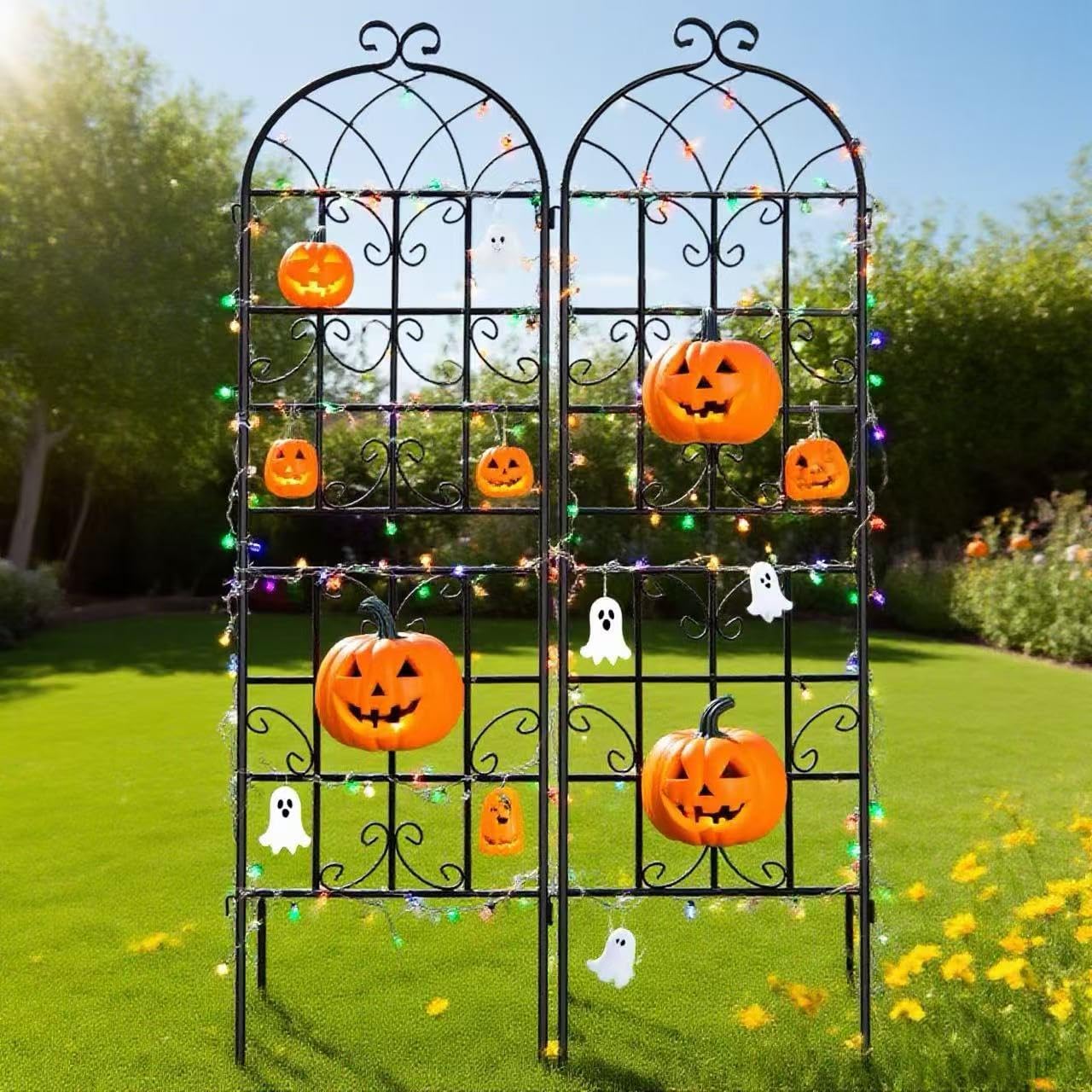 2 Pack 71x20in Garden Trellis, Black Metal Coating Rustproof Perfect for Supporting Climbing Plants Outdoor Roses, Vines, Flowers, and Vegetables