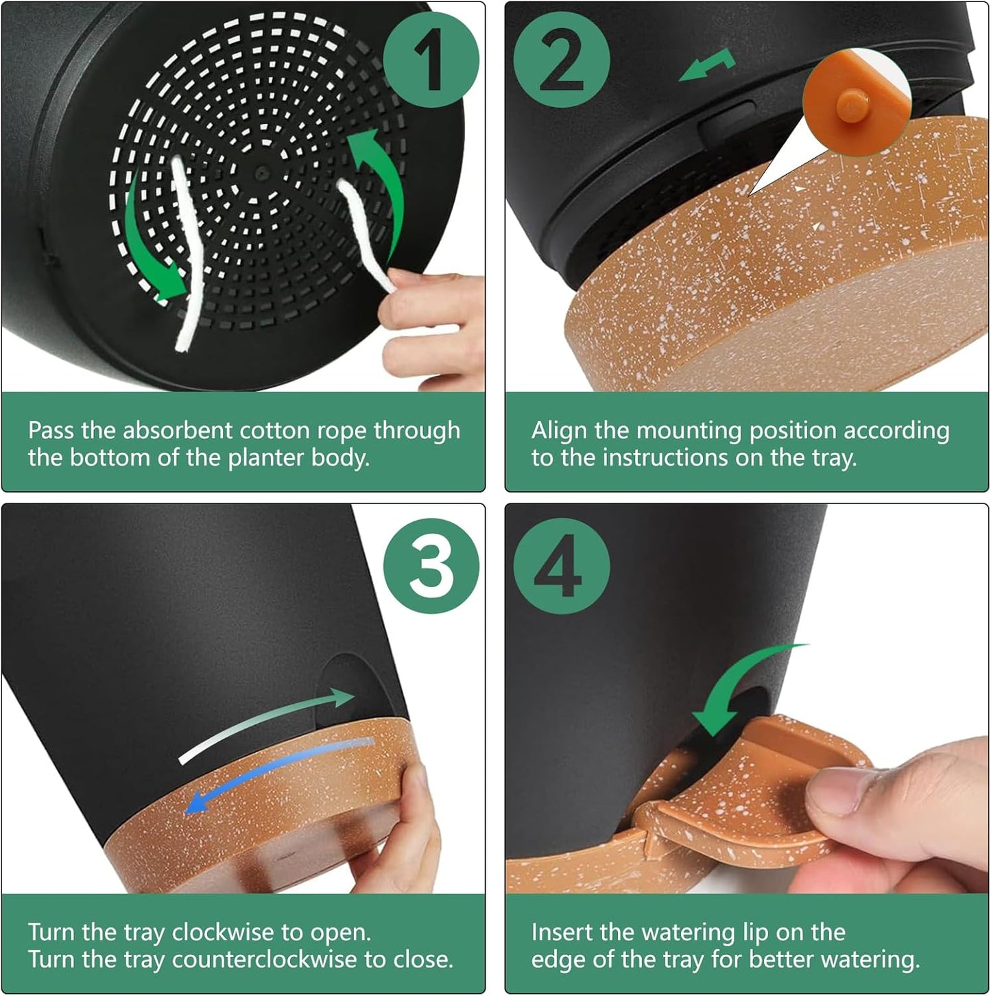 Plant Pots Self Watering Planters with Drainage Hole and Reservoir Large Flower Planting Pots for Indoor Outdoor Plants Plastic Succulent Pot Gift Idea 2 * 12Inch