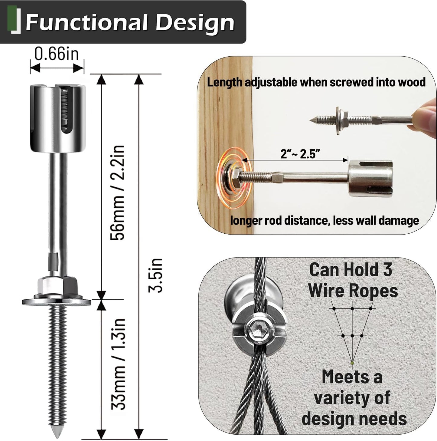 Wire Trellis for Climbing Plants Outdoor, 12 pcs Wall Wire Trellis Kit, T316 Stainless Steel Wall Trellis Kit Espalier Cable Trellis System (Hubs Only, Without Cable)