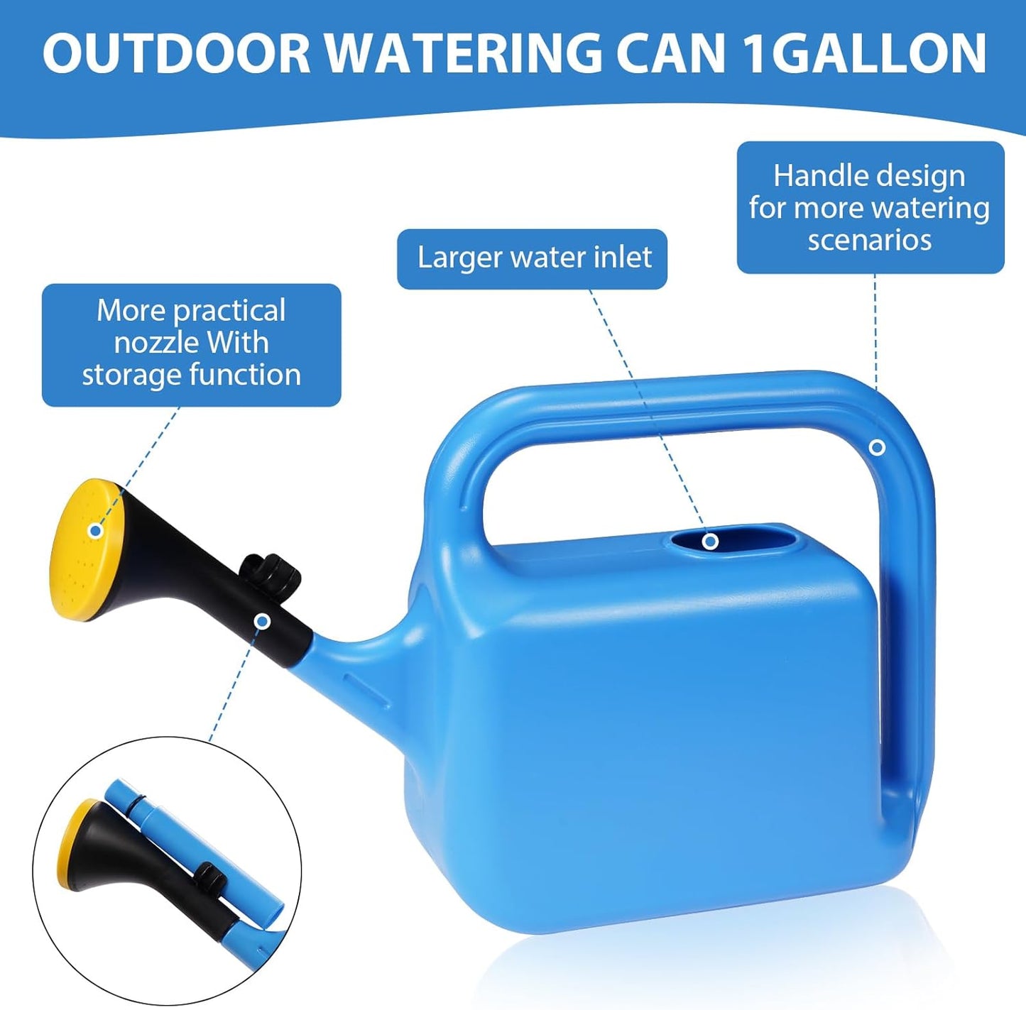 Outdoor Watering Can for Plants Indoor Watering Can for Houseplants 3/4 Gallon 3L (Blue)