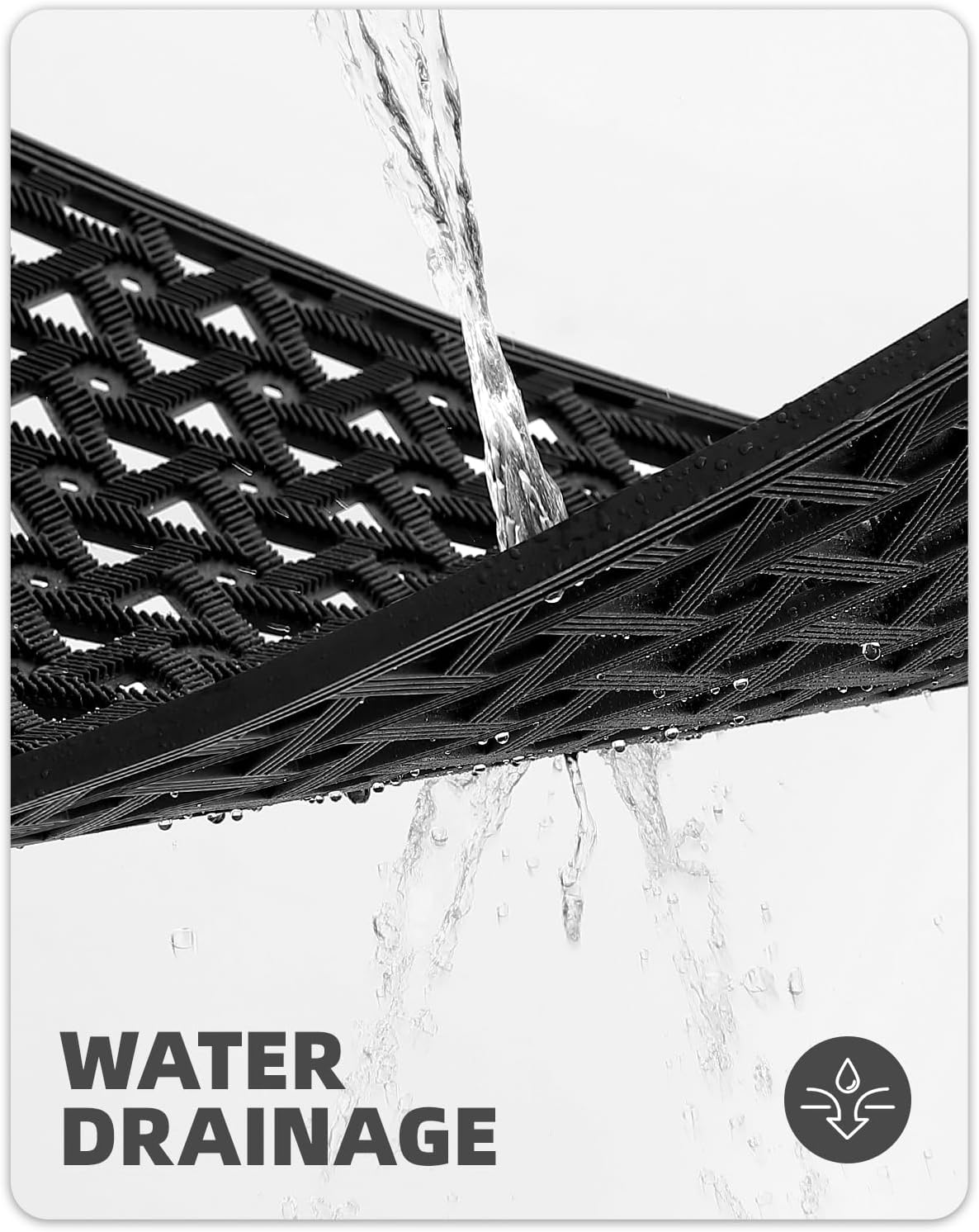 Color&Geometry Door Mat Outside Entrance with Drainage, Rubber Heavy Duty Dirt Trapper Waterproof Outdoor Welcome Mat, Outdoor Mats All Weather for Front Back Door Patio Entryway Entry, 19"X30" Black