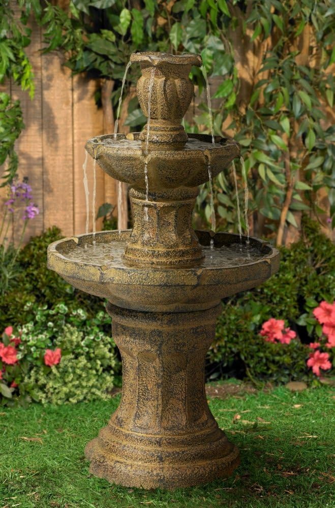Tuscan Garden 41 1/2" High Large Traditional Italian Indoor Outdoor Decor Dark Faux Stone Floor Fountain Waterfall Tiered Standing Water Feature for Outside Patio Yard Backyard Porch - John Timberland
