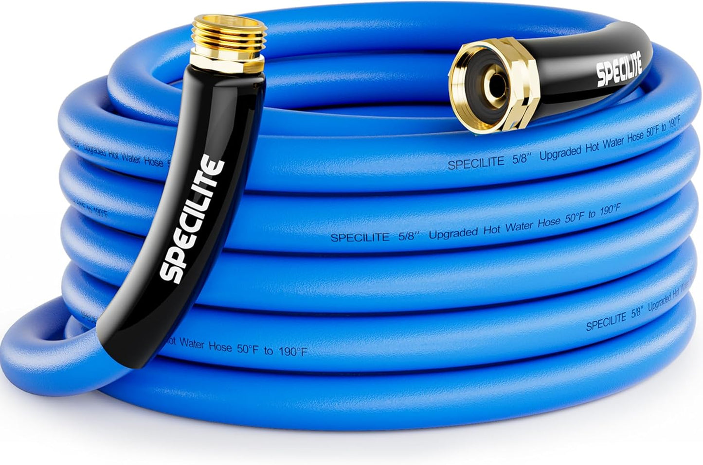Hot/Cold Garden Water Hose 25 ftx 5/8 in, -50℉ To 190℉, Heavy Duty, Flexible, Burst 605 Psi, Lightweigh, Upgraded Rubber Pipe with 3/4" Brass Fittings For Backyard, Outdoor, Farm, Blue