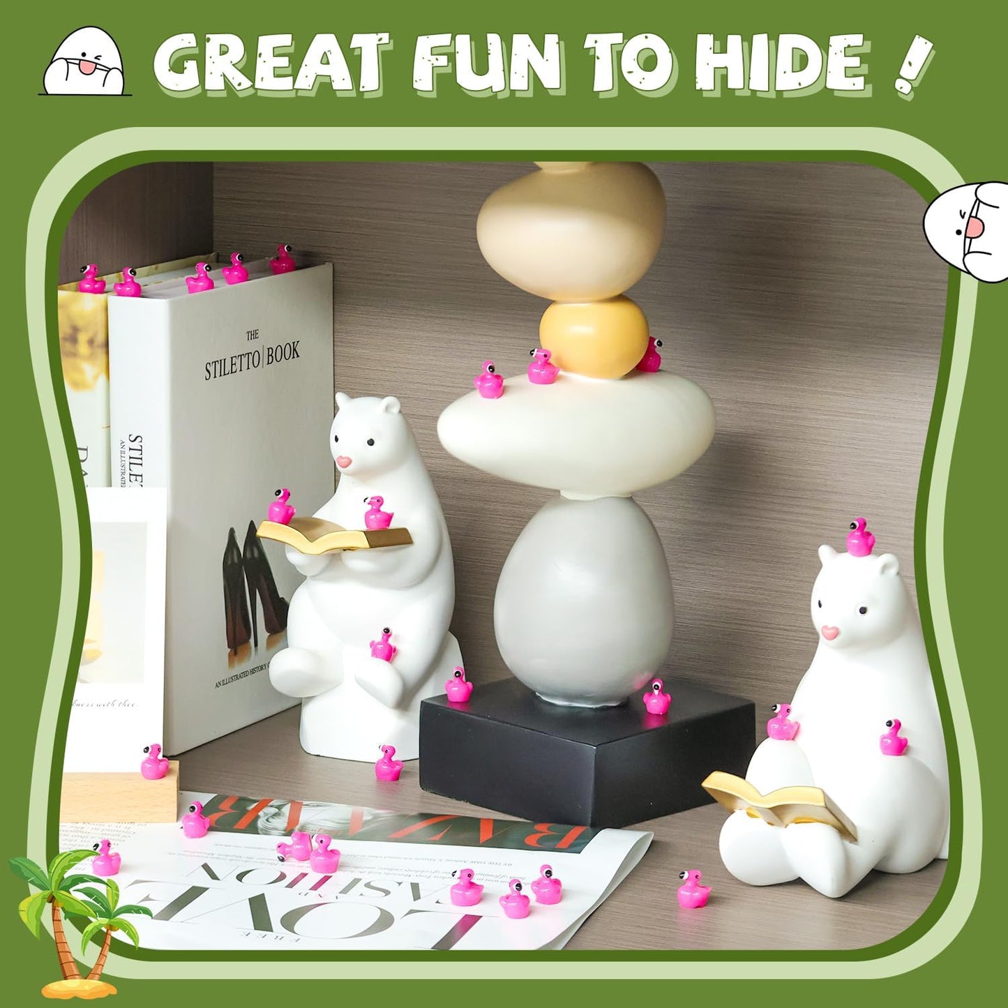 200PCS Mini Resin Animals Cute Rose Pink Tiny Flamingo Ducks, Miniature Figures to Hide, Small Animal Toys Accessories Bulk for Topper Garden Dollhouse Landscape Aquarium Ornaments DIY Crafts & Decor