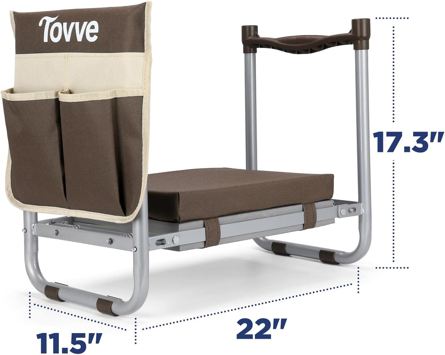 Foldable Garden Kneeler and Seat, Heavy Duty Garden Stool with 10" Wide Detachable Kneeling Pad, Portable Garden Bench Chair with Large Garden Tool Bag, Gardening Gifts for Women, Seniors, Mom