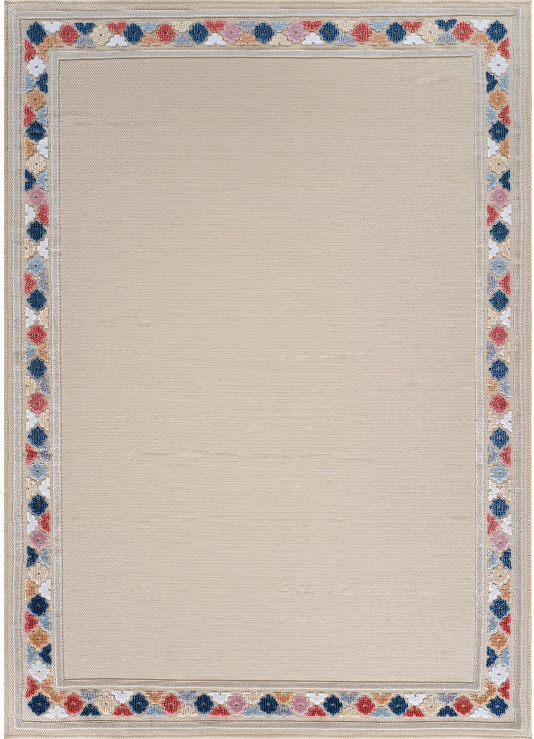 Beverly Rug Outdoor Rug 4x6 Modern Bordered Area Rugs for Indoor and Outdoor Patio Easy to Clean Non Shedding Living Room Porch Garden Washable Outside Carpet (4 x 6 Beige)