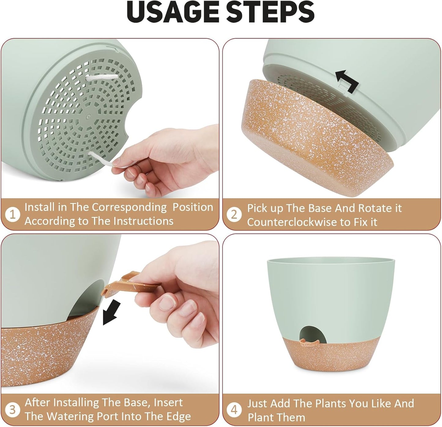 12 inch Large Self Watering Plant Pots, Flower Pots Planters with Multi Mesh Drainage Holes for Indoor Outdoor Garden Plants and Flowers