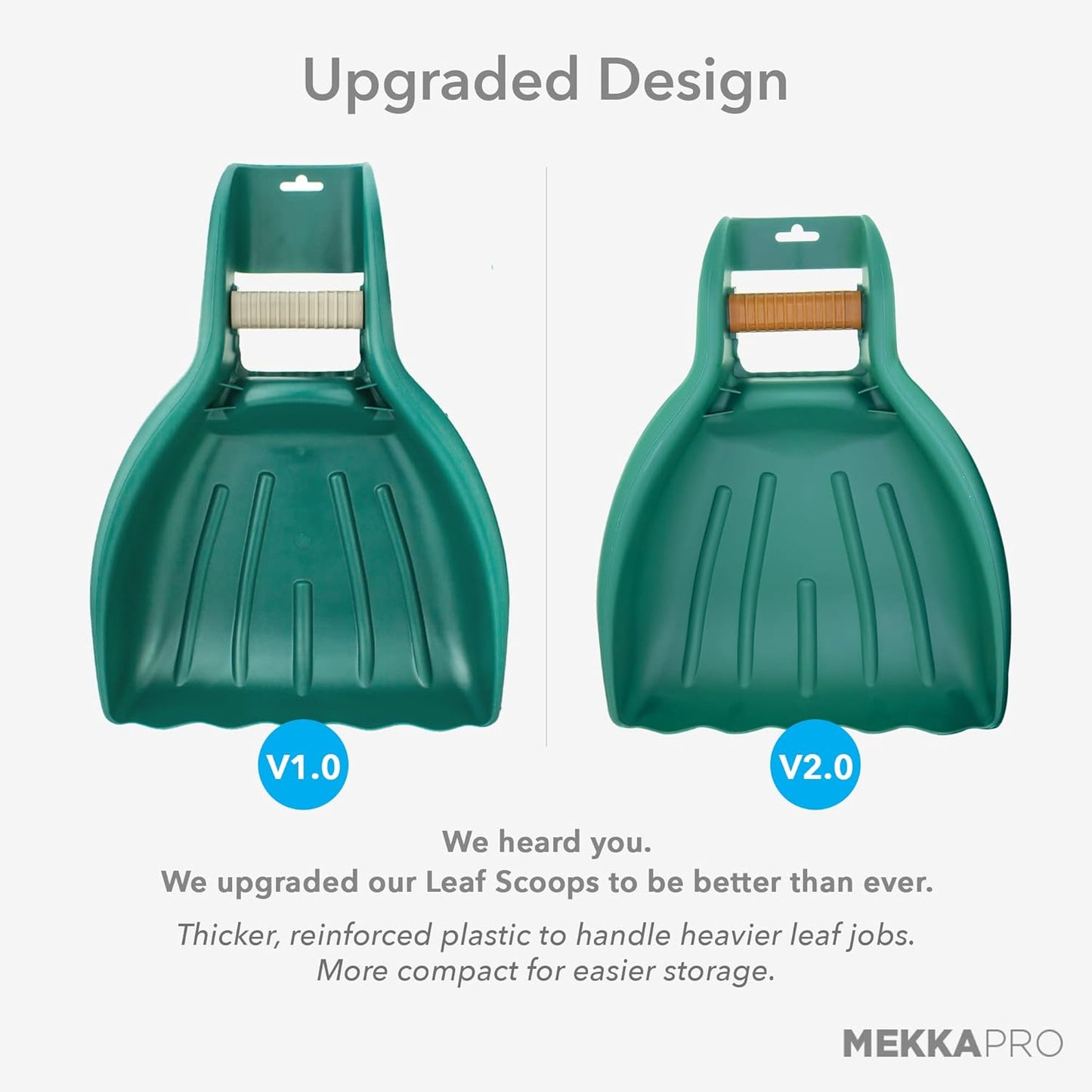 MEKKAPRO Leaf Scoops and Claws V2.0, 1-Pair (2 Pieces), Sturdy Ergonomic Grip Leaf Rake, Large Hand Held Garden Rake Grabbers for Leaf, Garden Claw for Lawn Grass Removal