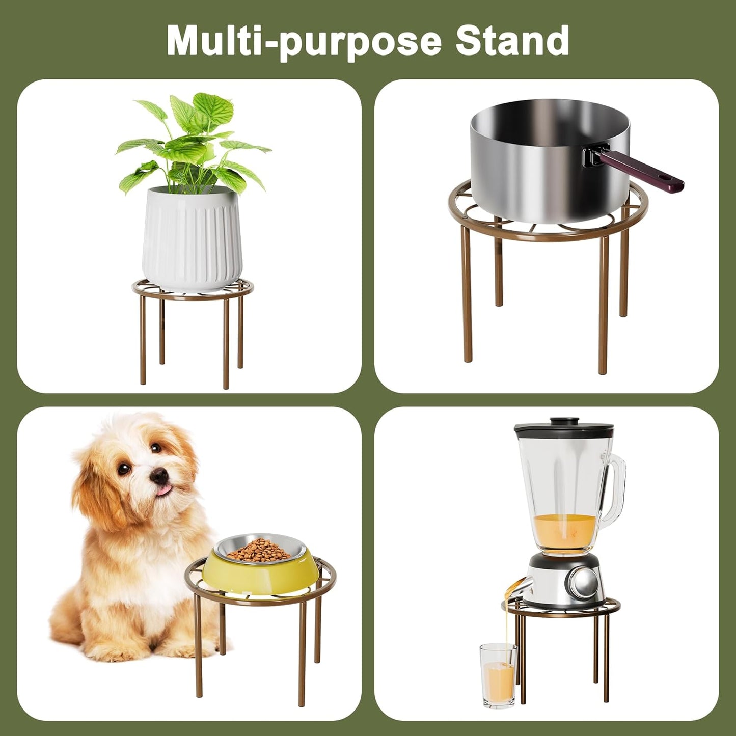 Brown Plant Stand Plant Riser - 10.24'' Metal Flower Stand for Garden Home, Anti-rust Plant Holder for Multiple Plant Indoor or Outdoor.
