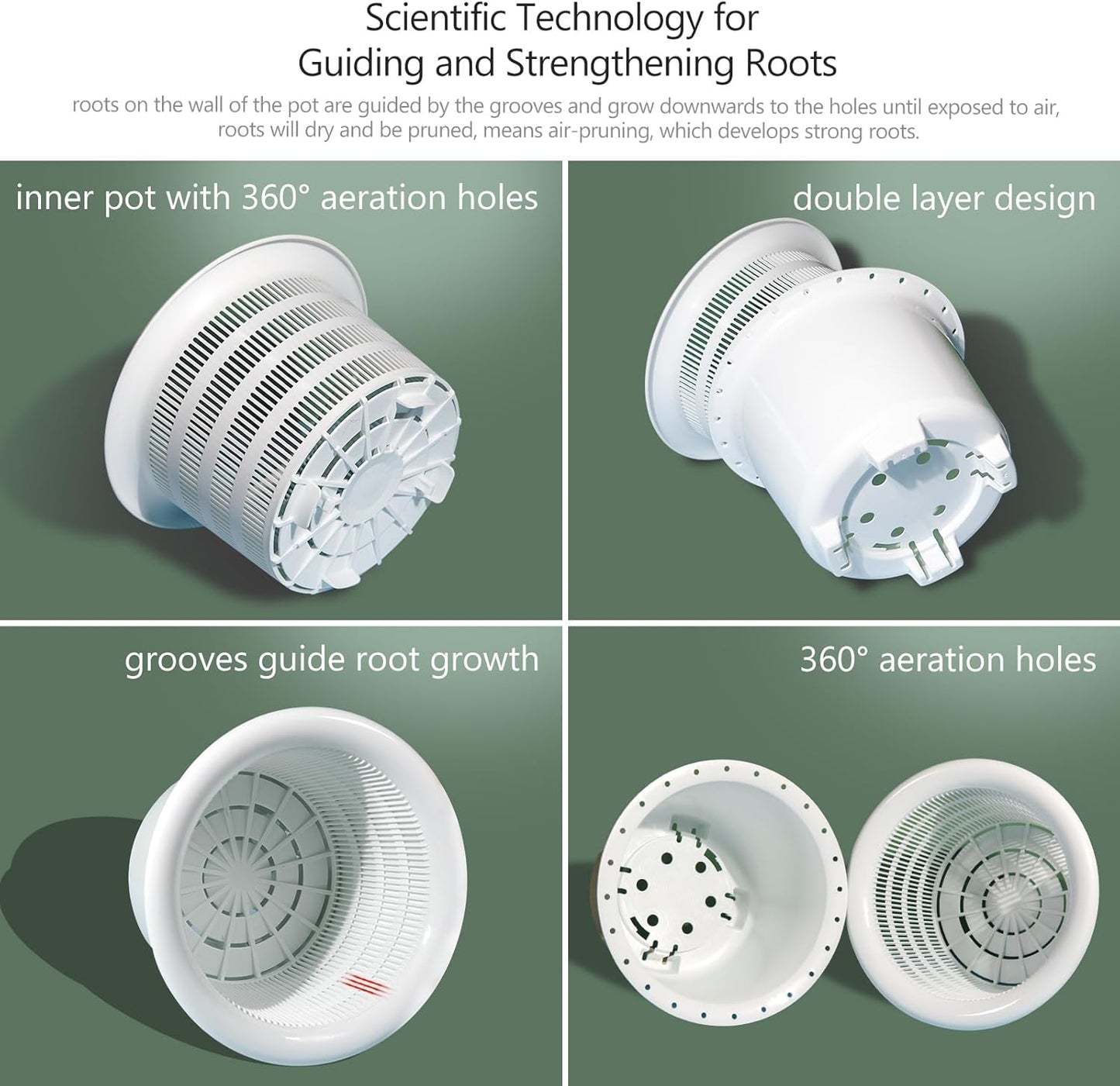 8 Inch Orchid Pots with Holes and Saucers,Double Layer Plastic Large Orchid Planter Pot,Flower Pots for Indoor Outdoor Flower Plants,Orchids,Herbs,Snake Plants and Succulents