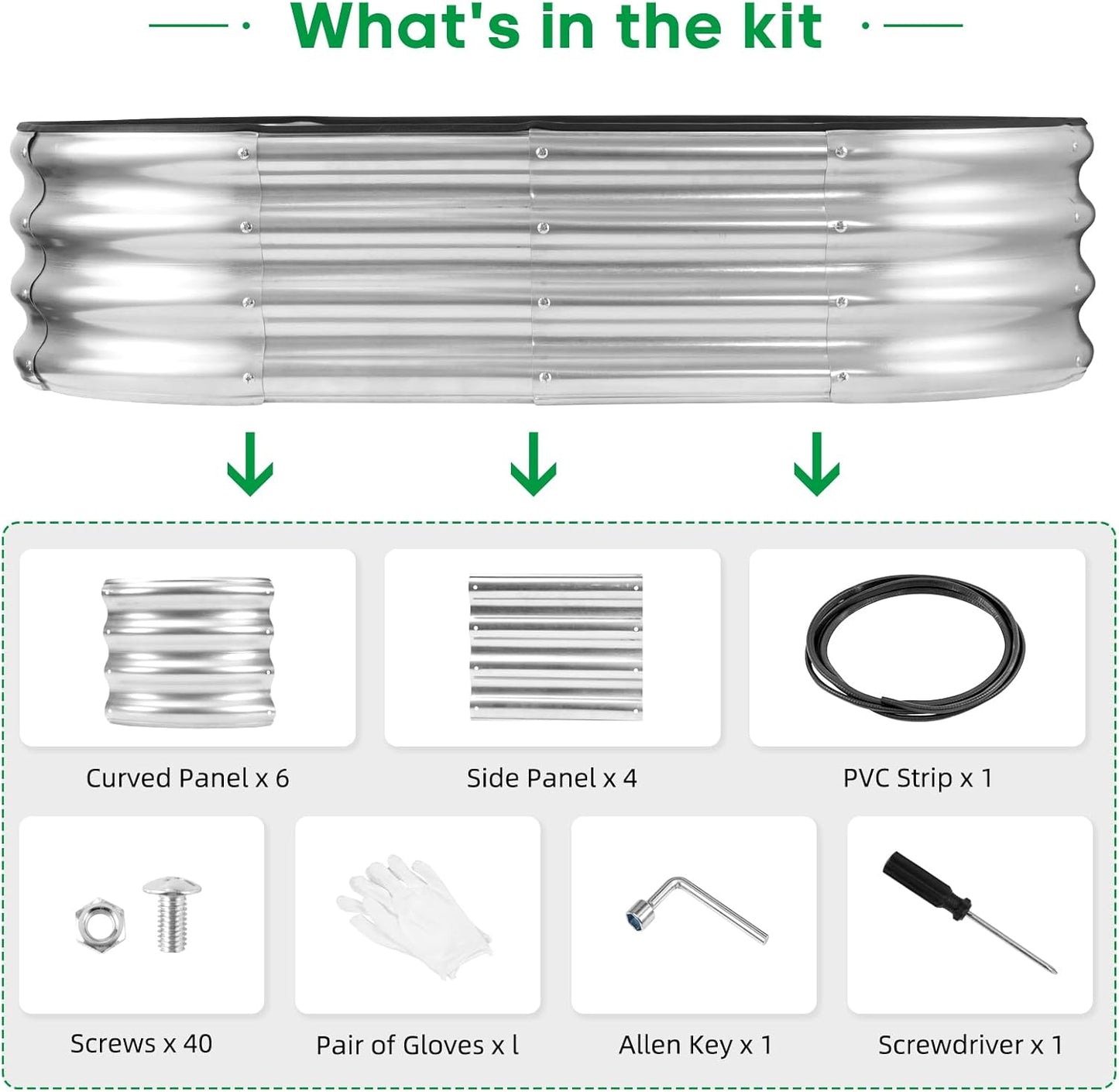 JERIA Raised Garden Bed,Galvanized Raised 4×2×1ft Planter Boxes Outdoor with Easy Assembly, Large Garden Bed for Vegetables, Fruits, Flowers