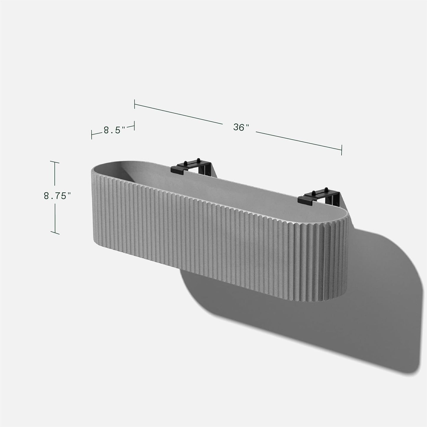 Veradek Demi Series Railing Planter - Hanging Planter Box for Windowsill/Balcony | Plastic-Stone Composite w/Railing Bracket | Modern Décor for Flowers