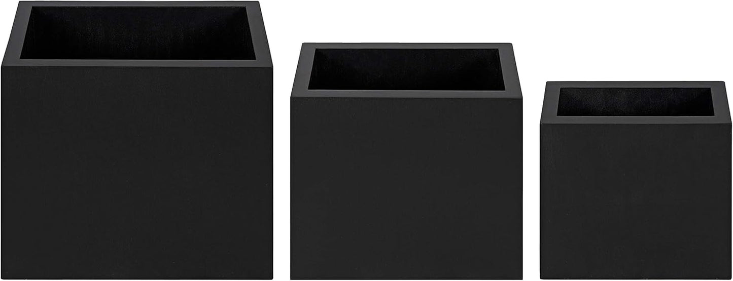 Kate and Laurel Domio Wall Hanging Planter Shelves, Set of 3, Black, Geometric Nesting Planter Collection