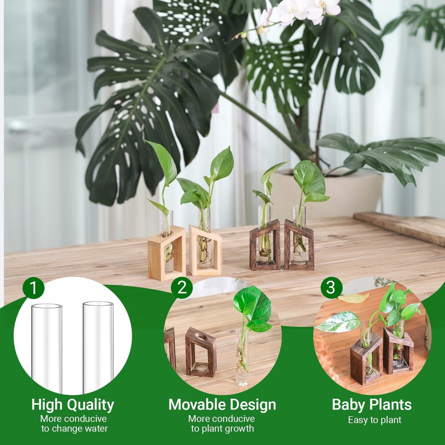 Ivolador Test Tube Propagation Stations Pothos Planter Terrarium Container Perfect for Propagating Hydroponic Plants Home Office Garden Decor Wedding -2 PCS