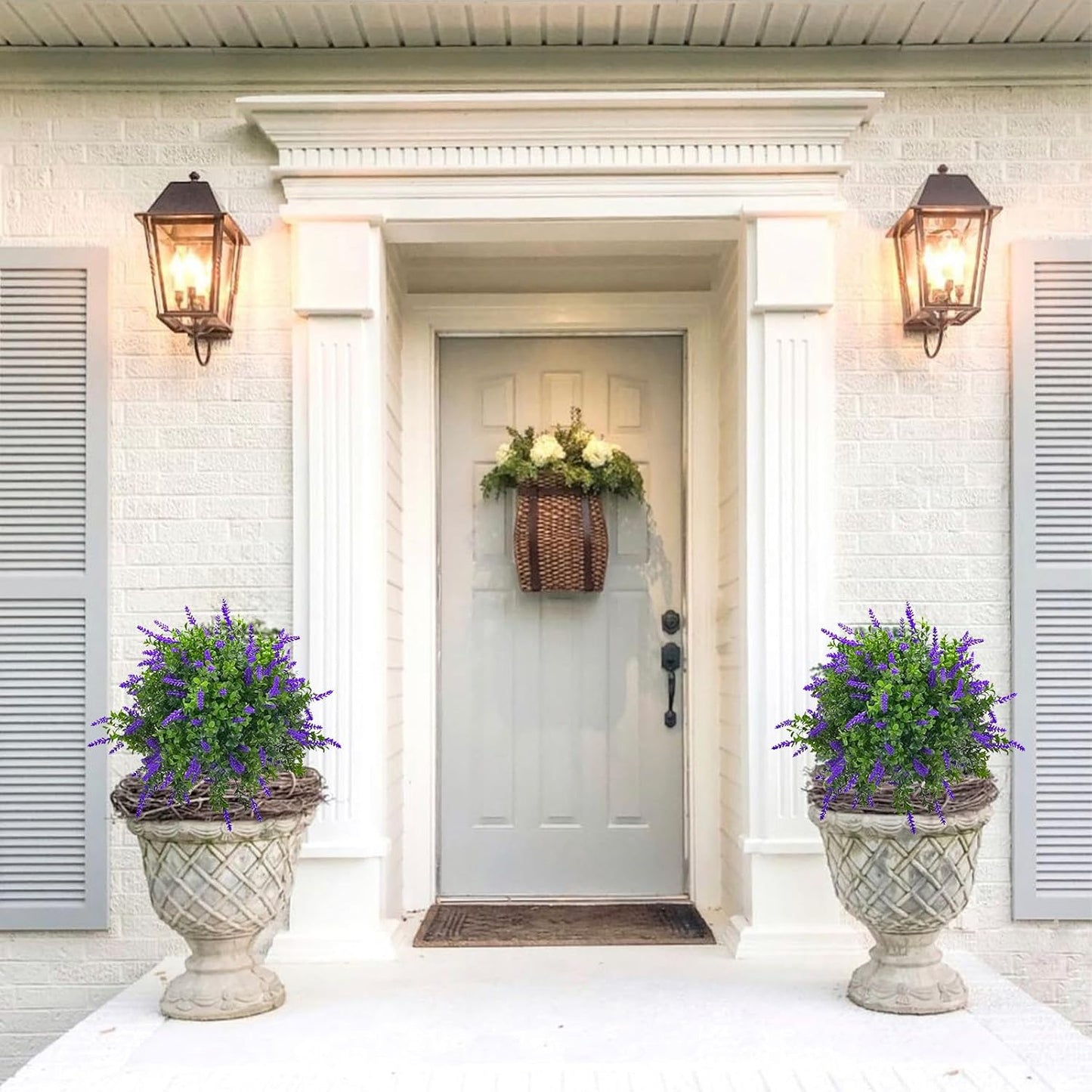 23.6" Artificial Lavender Topiary Ball Trees with Ground Spike, 2 Pack Faux Potted Plants with UV Resistant Purple Flowers for Indoor Outdoor Home Garden Patio Porch Decoration