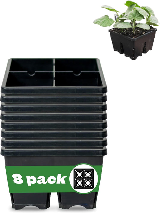 Epic Gardening Reusable Seed Starter Tray - 4 Cell 3"/8 Seedling Starter Trays - Easy Watering, Indoor Greenhouse, Plant Starter, Gardener-Friendly for Seedlings | UV-Treated & BPA-Free - Black