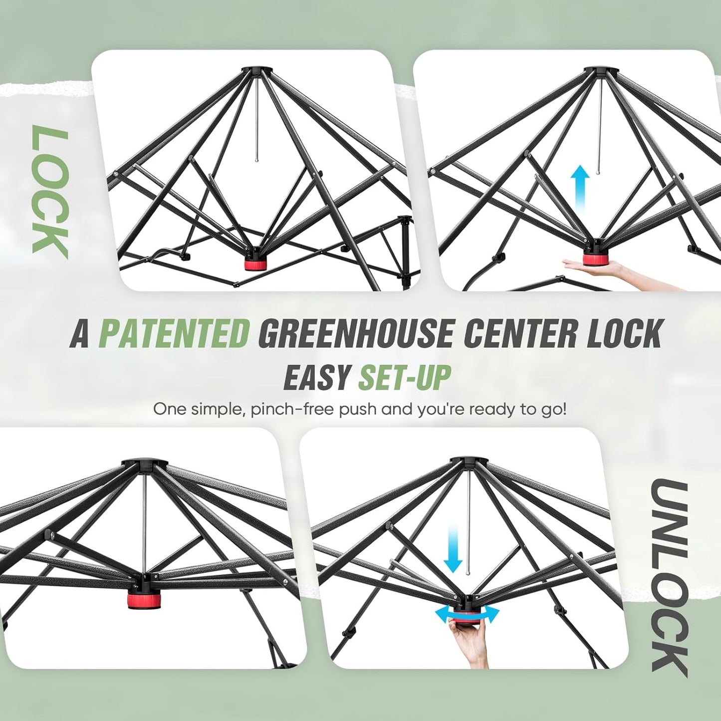 EAGLE PEAK 10x10 Portable Walk in Greenhouse with Polyester Reinforced Corners, Instant Pop up Indoor Outdoor Gardening Green House, Roll Up Zipper Entry Doors and Mesh Windows, Green/White