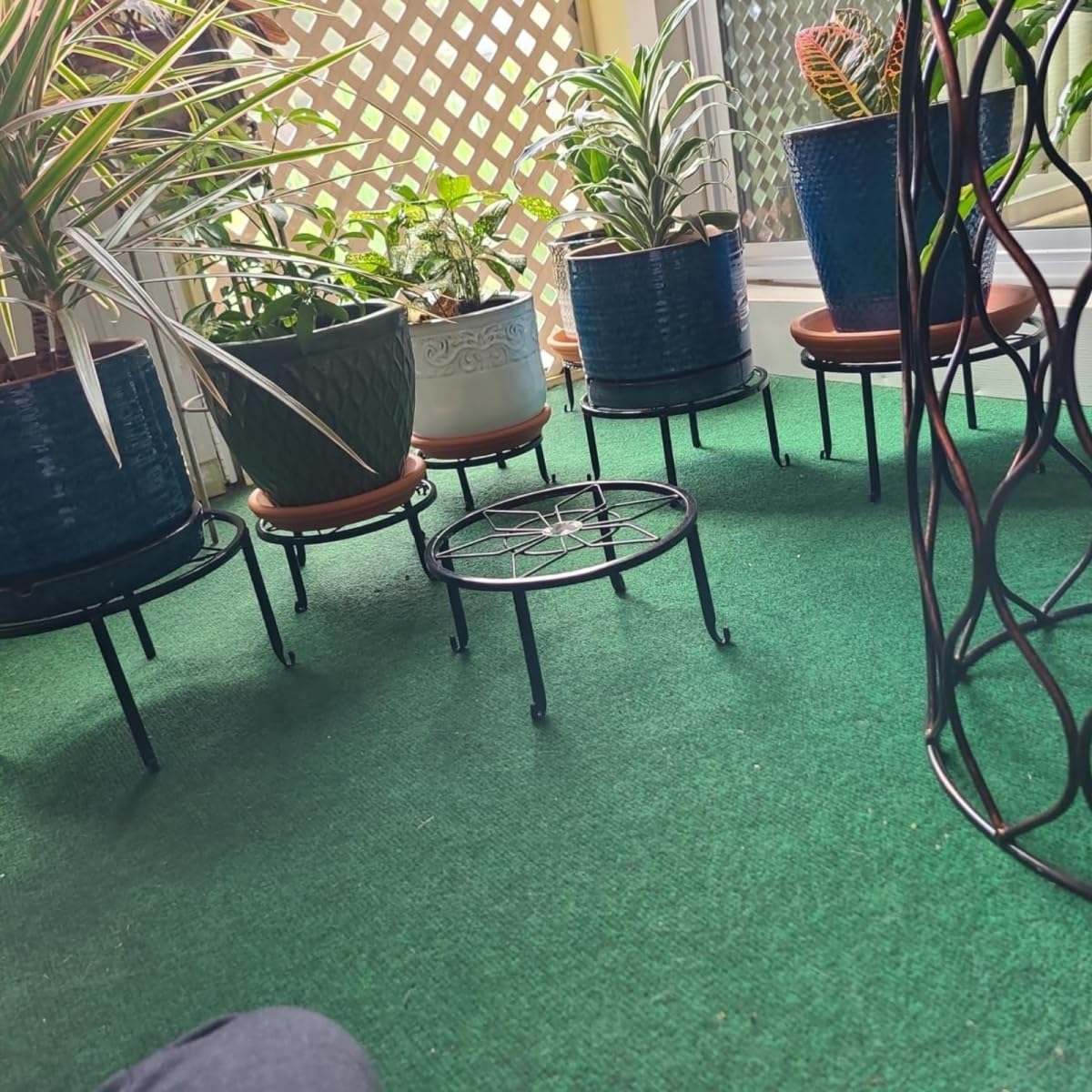 5 Pack Metal Plant Stands for Multiple Plant,Heavy Duty Flower Pot Stands for Outdoor Indoor Plants,Rustproof Iron Round Pot Shelf for Planter