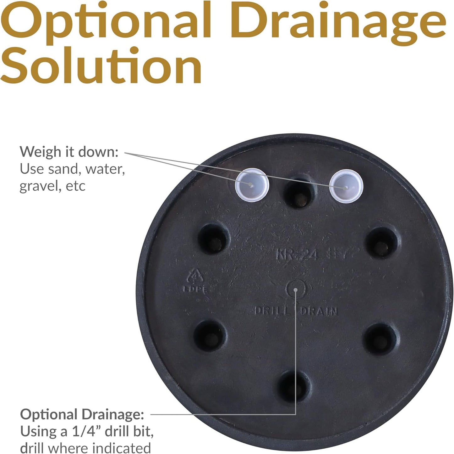 Sunnydaze 24-Inch Anjelica Large Plastic Pot for Plants - Outdoor Polyresin Round Planter with Drillable Drainage Holes - Beige