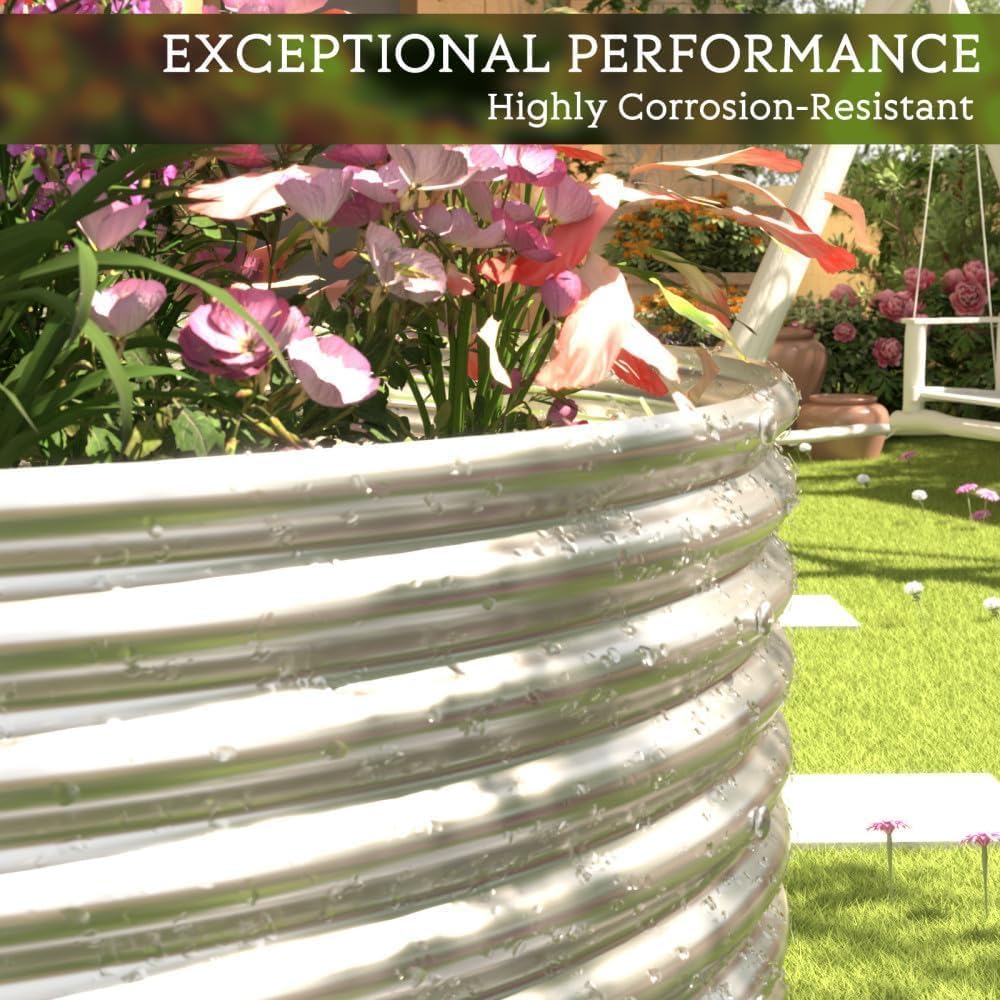 FRIZIONE 2pcs Tall Galvanized Raised Garden Bed Outdoor,Steel Garden Bed for Vegetables,Above Ground Garden Box for Flower,Metal Raised Beds for Gardening - 4x2ft