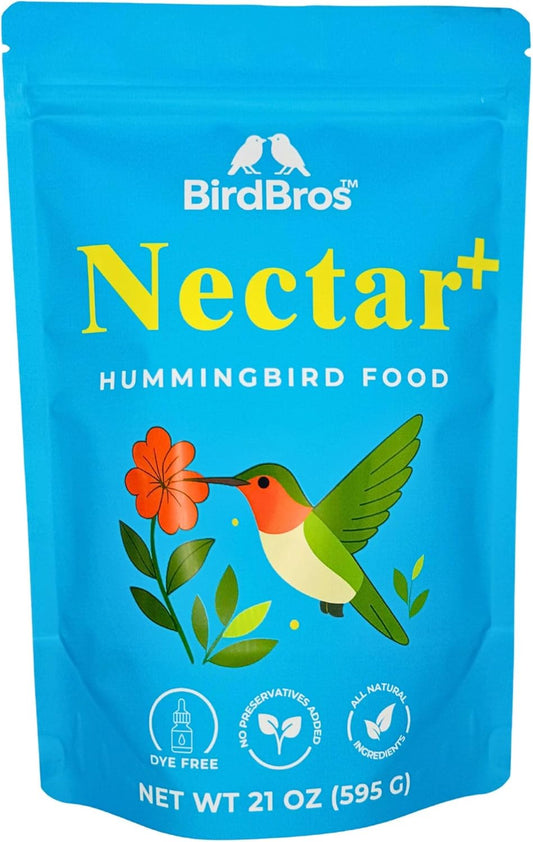 BIRDBROS Hummingbird Nectar Powder Nectar+ Hummingbird Food for Feeders – All-Natural, Dye-Free, No Boil, Easy Mix – Pure Cane Sugar, Hummingbird Feeder Refill, Made in USA – Makes 96 oz