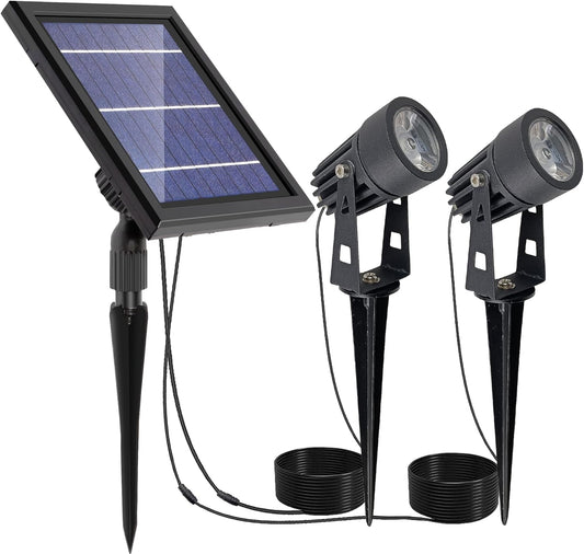 SUNLONG Solar Lights Outdoor Waterproof Solar Powered Spot Lights Aluminum Casting Landscaping Spotlight for Garden Yard Tree Uplight Downlight （Natural White）