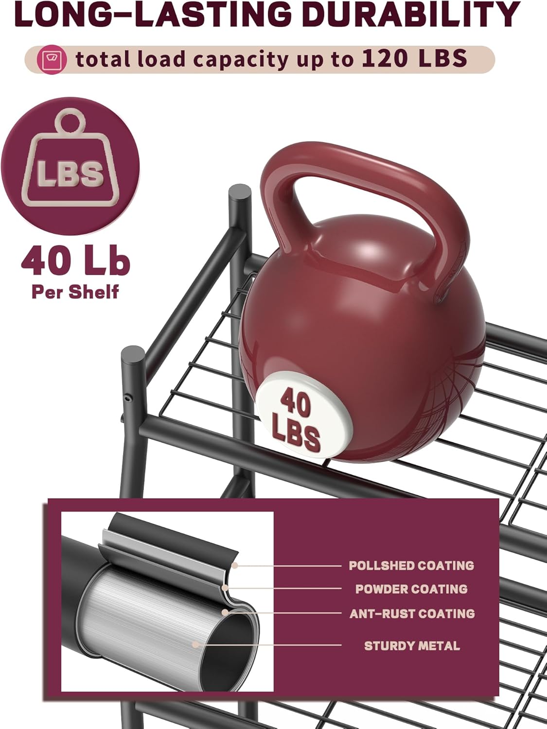 3-Tier Plant Stand Indoor Outdoor, Waterproof Metal Plant Shelf for Multiple Flower Planter Holder, Small Plant Stands for Patio Garden Living Room, Black