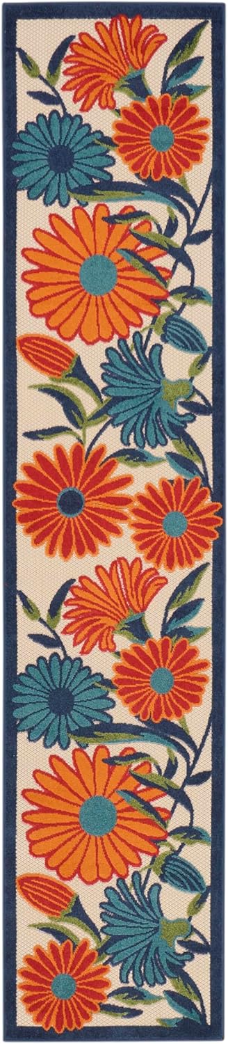 Nourison Home Aloha 6' Runner Multicolor Fabric Contemporary Area Rug (6' Runner)