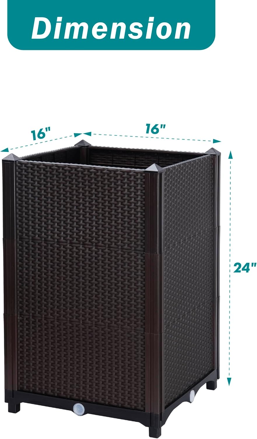 D'vine Dev Raised Patio Planter Box - Elevated Planter with Drainage Plug Raised Garden Beds for Growing Flowers, Herbs, Vegetables - Outdoor Standing Gardening Kit, Set of 1, RGB-D-1