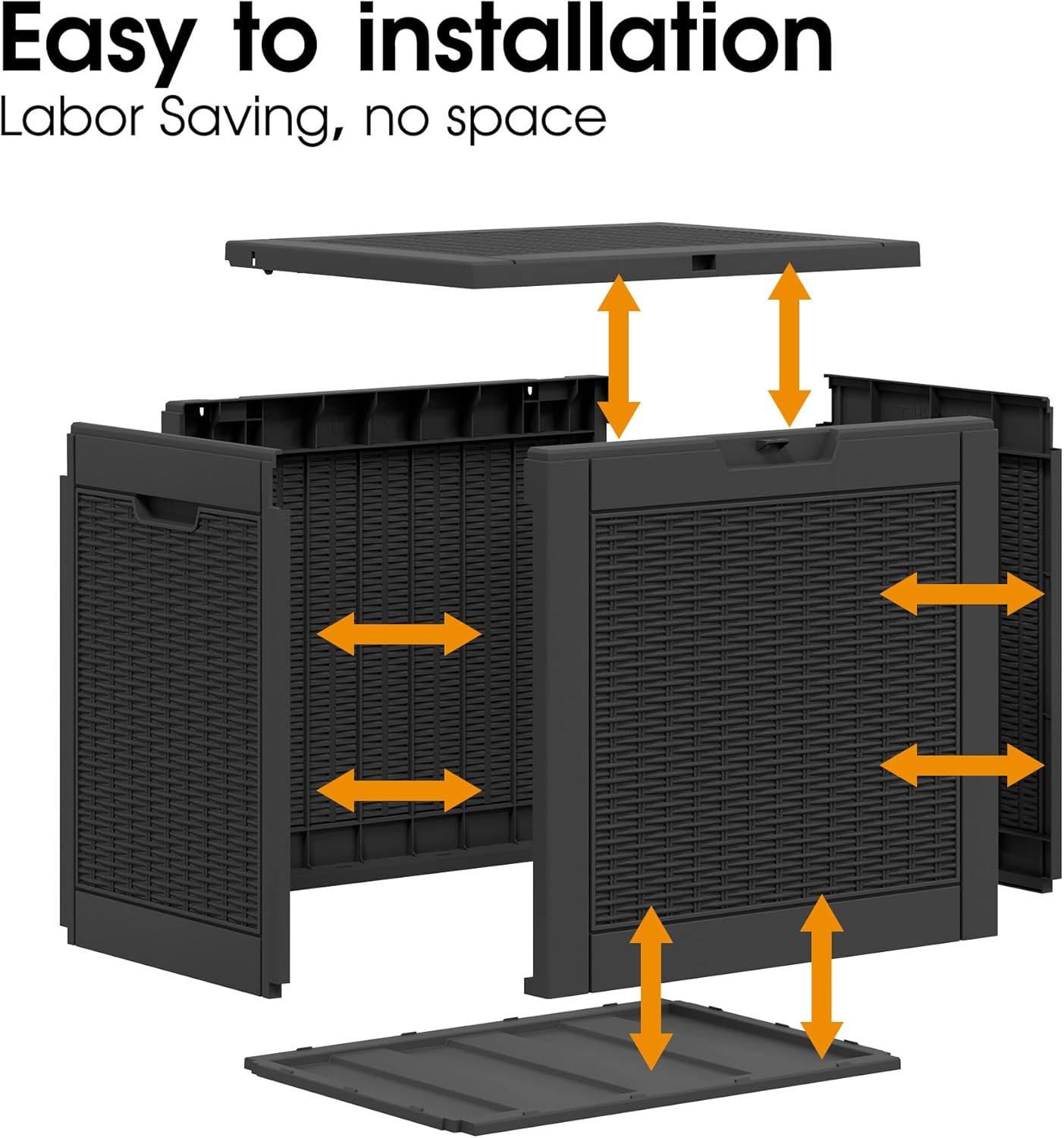 KAMABOKO 30 Gallon Outdoor Storage Box, Resin Deck Boxes Indoor and outdoor, Waterproof Storage Box Lockable Lid for Garden Tools, Package Delivery, Pool Supplies, Patio Cushions, Black