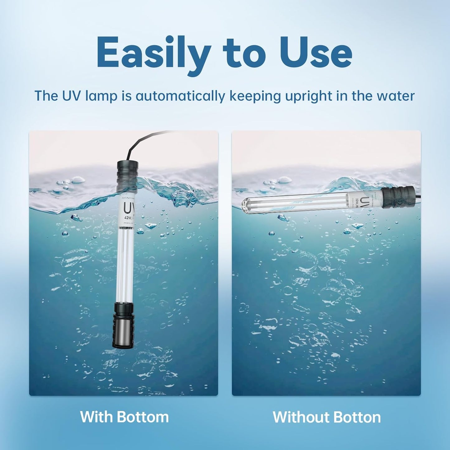 Pond UV Light for Fish Tank UV Pond Water Clarifier for 100-2000 Gallon UV Pond Filter for Koi Pond Swimming Pool Spa Large Fish Tank UV Light Aquarium for Outdoor Pond Algae Control（32W）